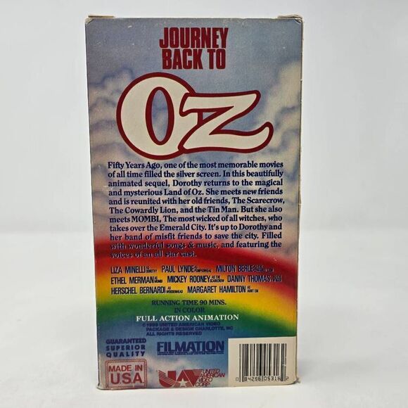 JOURNEY BACK TO OZ VHS TAPE 1989 LIZA MINELLI ANIMATED CARTOON WIZARD OF OZ - Picture 3 of 3